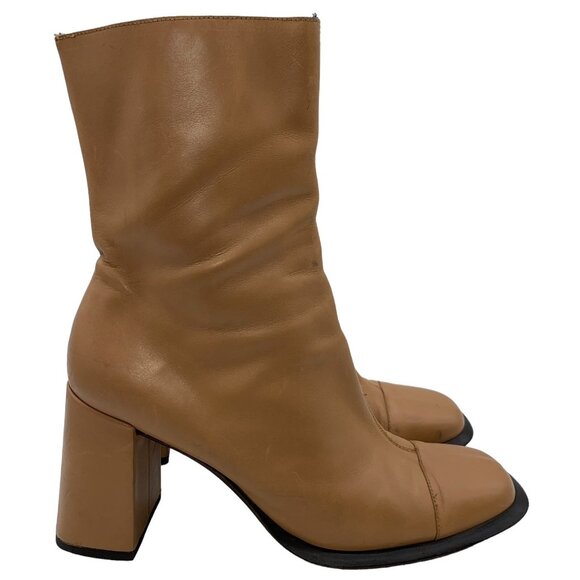 Stephane Kelian Heel Boots Women’s Sz 7 Side Zip Mid Calf Cap Toe Camel. #3 - Picture 1 of 12